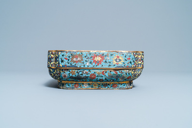 A Chinese square cloisonn&eacute; bowl, Ming