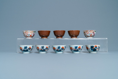 A large collection of Chinese blue and white cups and saucers, Kangxi/Qianlong