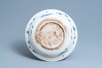 A Chinese blue and white Swatow 'deer' charger, Ming