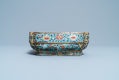 A Chinese square cloisonn&eacute; bowl, Ming