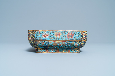 A Chinese square cloisonn&eacute; bowl, Ming