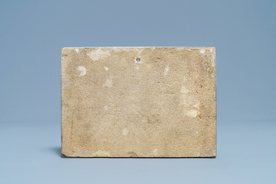 Une plaque de forme rectangulaire en fa&iuml;ence de Delft en mangan&egrave;se, fin du 18&egrave;me
