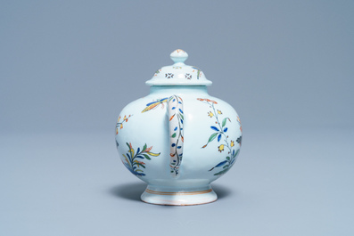 A polychrome French faience teapot and cover, Sinceny, 18th C.