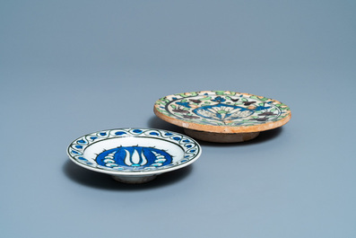 An Iznik 'tulip' dish and a documentary Damascus dish, Turkey and Syria, 17th C.