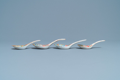 Four Chinese Bencharong spoons for the Thai market, 19th C.