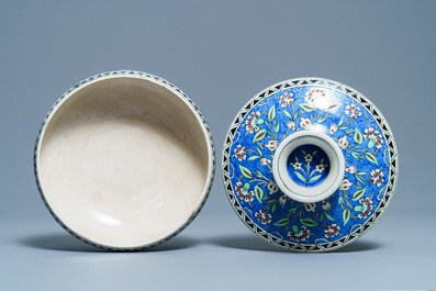 An Iznik-style bowl and cover, Samson, Paris, France, 19th C.