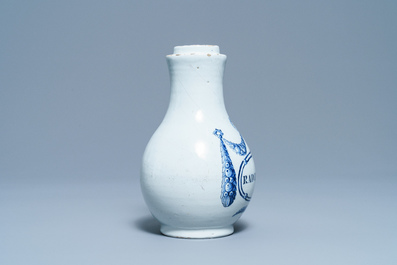 A Dutch Delft blue and white pharmacy bottle, 18th C.
