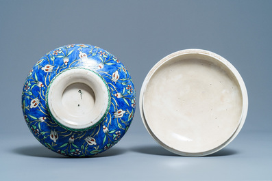 An Iznik-style bowl and cover, Samson, Paris, France, 19th C.