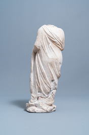 A Roman marble statue of a philosopher holding a parchment roll, ca. 2nd C.