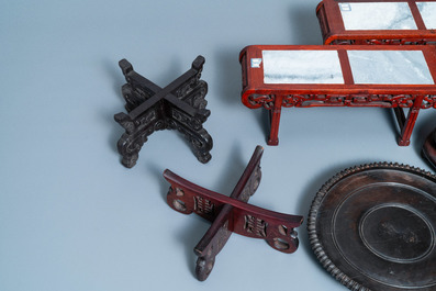 Six large Chinese carved wooden stands, 19/20th C.