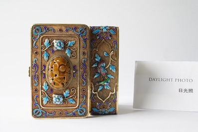 A Chinese enamelled silver-gilt rectangular box and cover, 20th C.