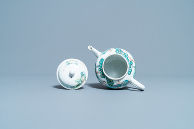 A Chinese famille rose 'erotical subject' teapot and cover, Yongzheng