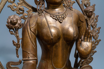 An exceptionally large bronze figure of the White Tara, Nepal, 19th C.