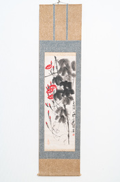Qi Baishi (1864 - 1957), encre et couleurs sur papier, mont&eacute; en rouleau: 'Belles-de-jour'