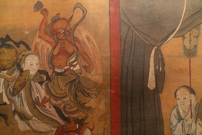 Chinese school, ink and colour on paper, 19th C.: 'The king of hell'