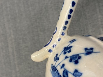 A rare Dutch Delft blue and white 'cadogan' ewer, 1st half 18th C.