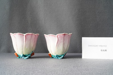 A pair of Chinese famille rose 'magnolia' bowls, Yongzheng