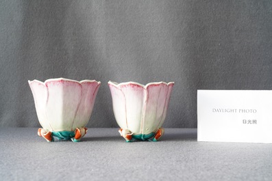 A pair of Chinese famille rose 'magnolia' bowls, Yongzheng