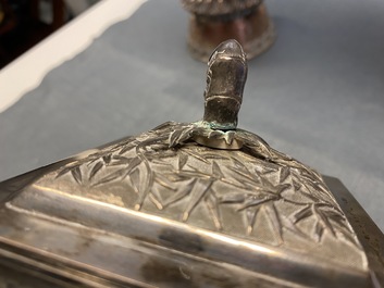 A large Chinese silver teapot and cover, 19th C.