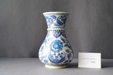 A blue and white Iznik-style vase, probably Samson, France, 19th C.