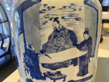 A fine Chinese blue and white rouleau vase, Kangxi