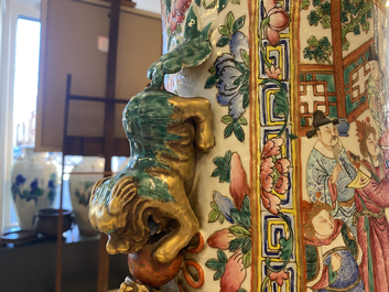 A pair of massive Chinese famille rose vases, 19th C.