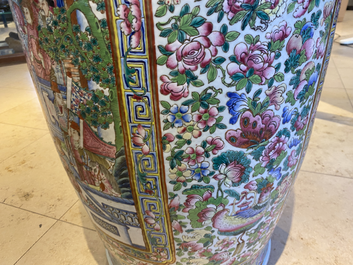 A pair of massive Chinese famille rose vases, 19th C.