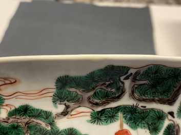 A large Chinese famille verte bowl with figurative design, Kangxi