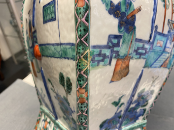 A Chinese doucai vase with elephant handles, Qianlong/Jiaqing