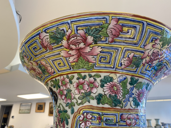 A pair of massive Chinese famille rose vases, 19th C.