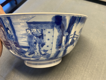 A Chinese blue and white 'Xi Xiang Ji' bowl, Kangxi mark and of the period