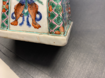 A Chinese doucai vase with elephant handles, Qianlong/Jiaqing