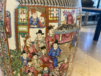 A pair of massive Chinese famille rose vases, 19th C.