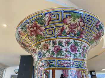 A pair of massive Chinese famille rose vases, 19th C.