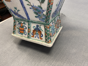 A Chinese doucai vase with elephant handles, Qianlong/Jiaqing