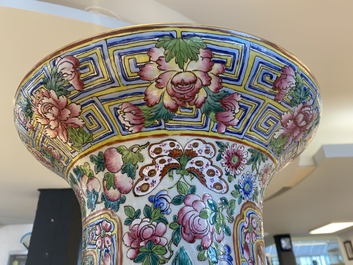 A pair of massive Chinese famille rose vases, 19th C.