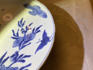 A Chinese blue and white ko-sometsuke 'poem' plate for the Japanese market, Tianqi