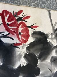 Qi Baishi (1864 - 1957), encre et couleurs sur papier, mont&eacute; en rouleau: 'Belles-de-jour'