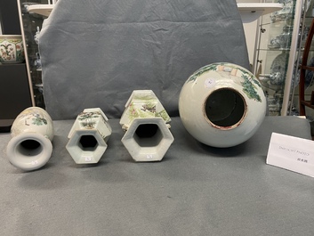 Quatre vases en porcelaine de Chine qianjiang cai, 19/20&egrave;me