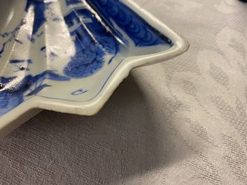 A Chinese blue and white ko-sometsuke 'fan' dish for the Japanese market, Tianqi/Chongzhen