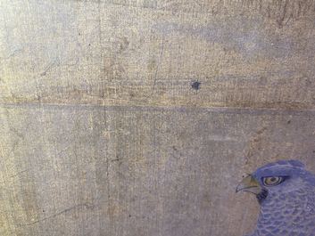 Chinese school, ink and colours on silk, 17/18th C.: 'A hunting falcon'