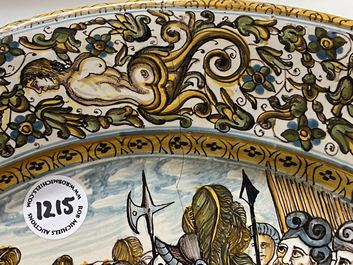 A large Italian maiolica armorial charger, Francesco Grue workshop, Castelli, 17th C.