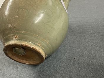 A Chinese Longquan celadon five-spouted urn, Song