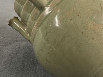 A Chinese Longquan celadon five-spouted urn, Song