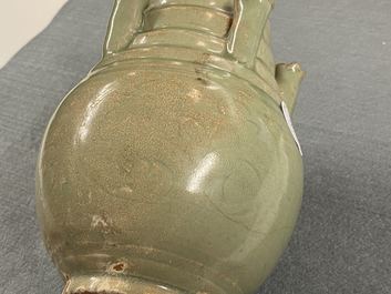 A Chinese Longquan celadon five-spouted urn, Song