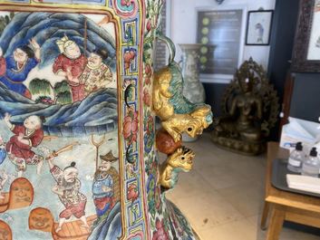 A pair of massive Chinese famille rose vases, 19th C.