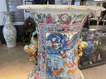 A pair of massive Chinese famille rose vases, 19th C.