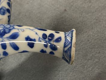 A Chinese blue and white two-spouted oil and vinegar bottle, Kangxi