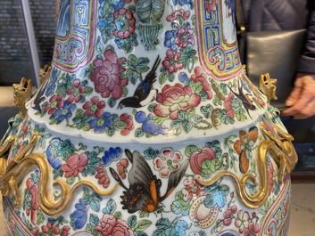 A pair of massive Chinese famille rose vases, 19th C.