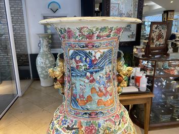 A pair of massive Chinese famille rose vases, 19th C.